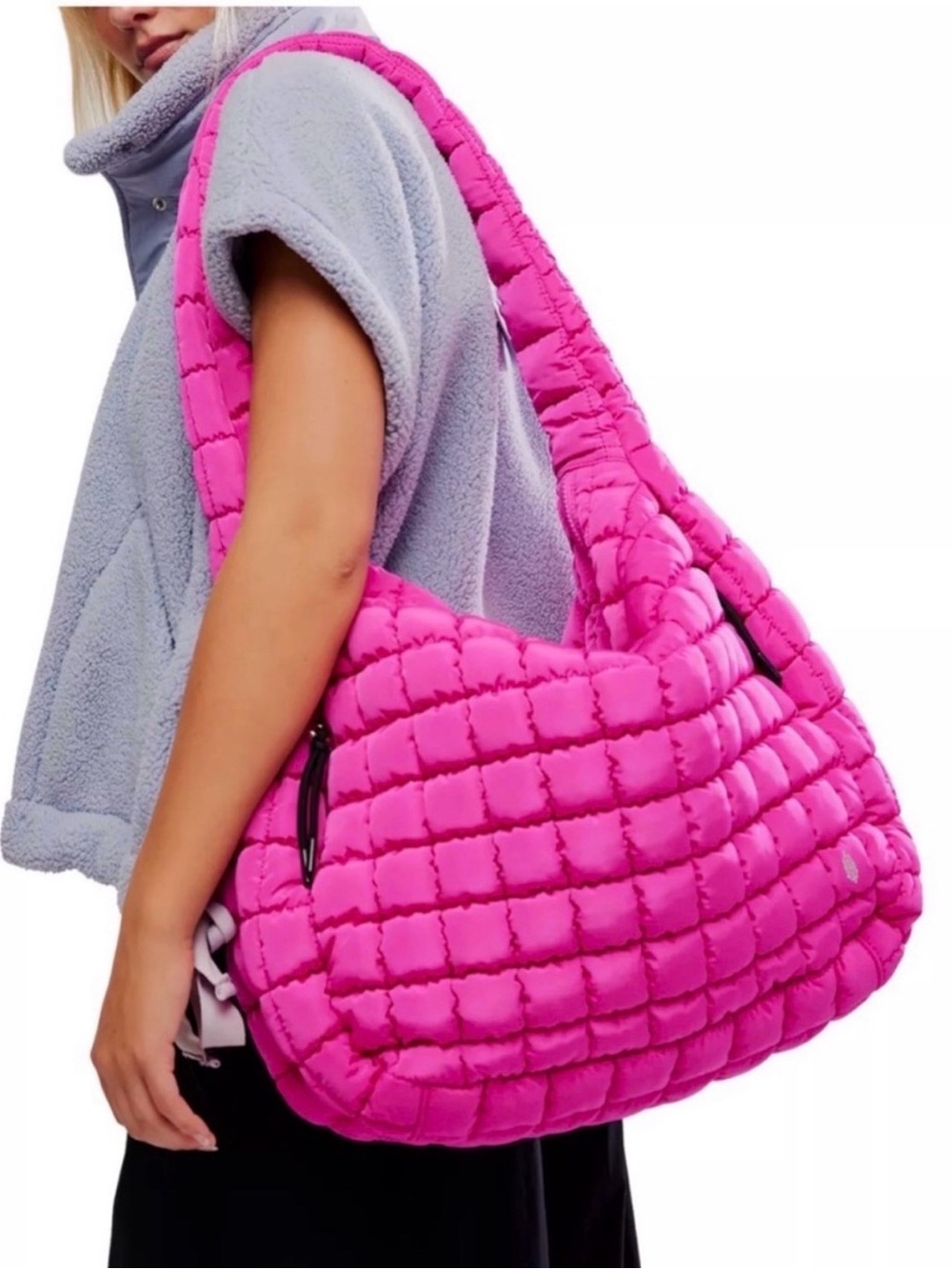 NWT FREE PEOPLE MOVEMENT Quilted Bubblegum Pink Carryall Bag $78